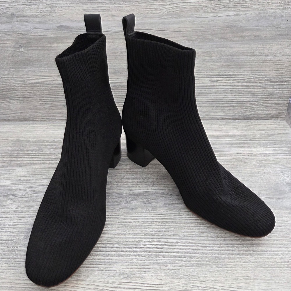 Everlane Glove Boot Black Reknit Pointed Toe Block Heel Ankle Bootie Womens 9